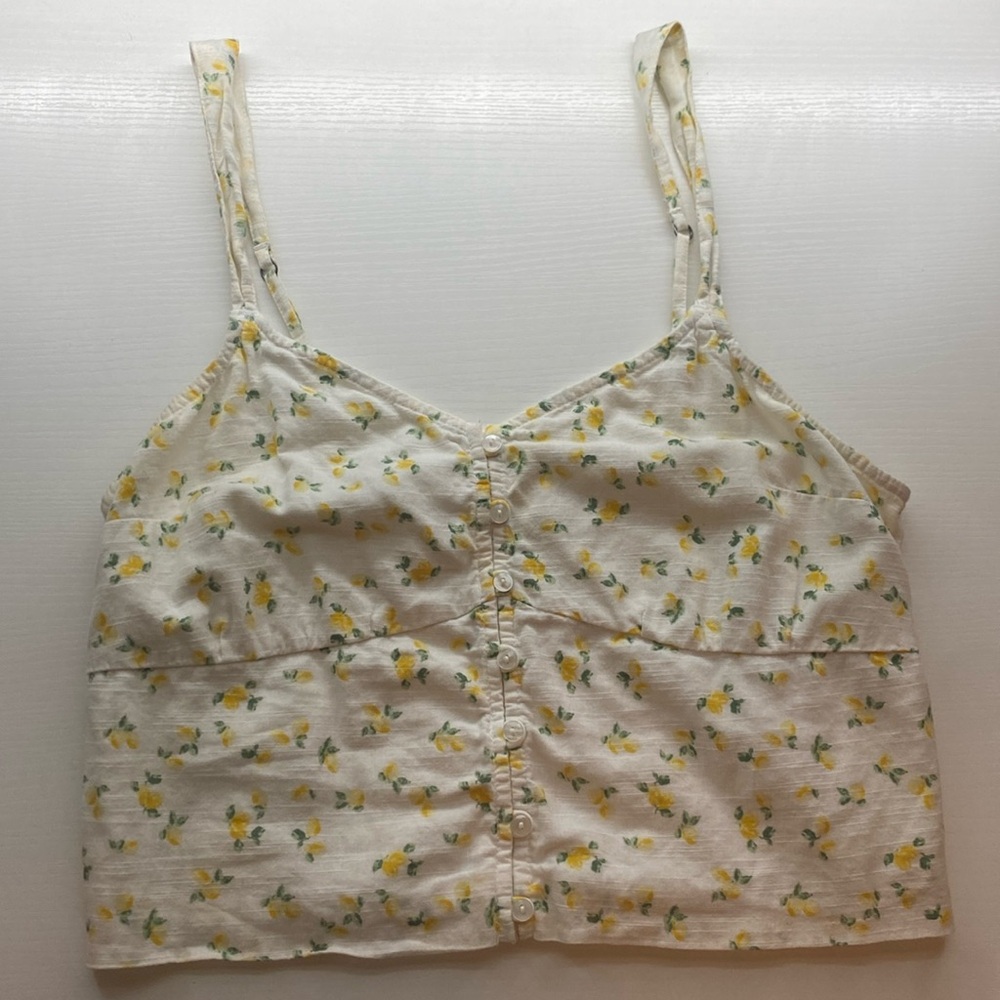 Cream with lemons Abercrombie & Fitch large cropped tank top
